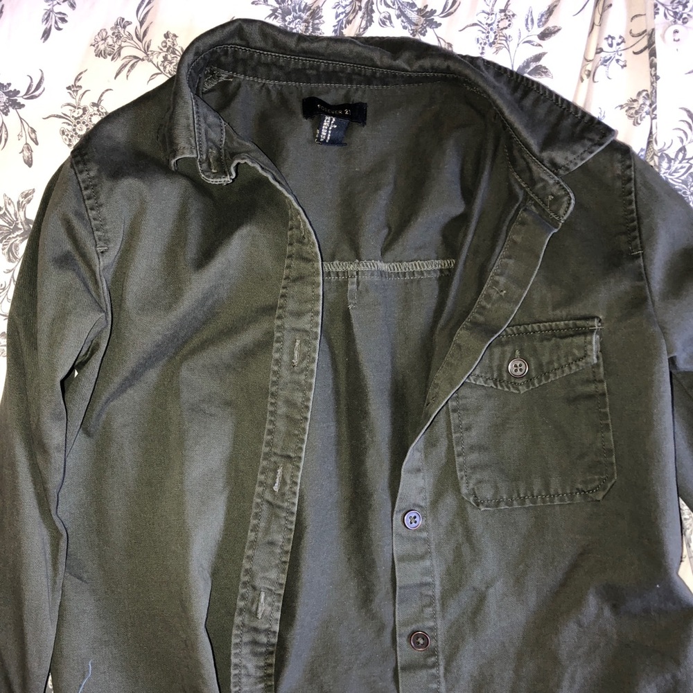Green button up